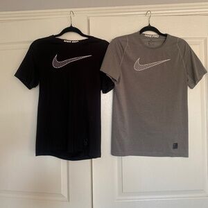 Nike Pro short sleeve lot of two shirts black and grey youth xl